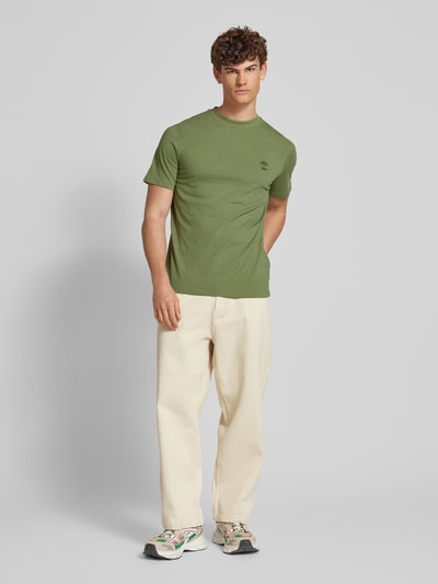 Blend T-Shirt mit geripptem Rundhalsausschnitt Modell 'JENS' Oliv 1