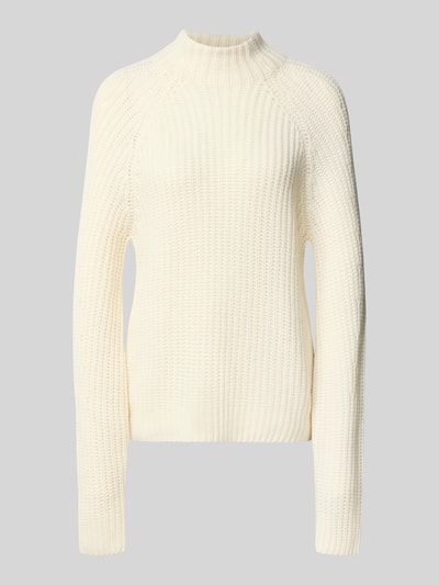 Produktfoto, cremefarbener Strickpullover aus Kaschmir-Baumwoll-Mix Modell 'LONA' von 0039 Italy, Regular Fit, strukturierte Oberfläche