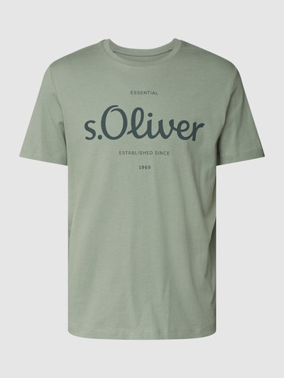 s.Oliver RED LABEL T-shirt z nadrukiem z logo Trzcinowy 2