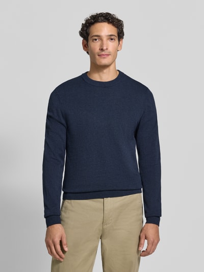 MCNEAL Strickpullover aus Baumwoll-Kaschmir-Mix mit Rundhalsausschnitt Dunkelblau Melange 4