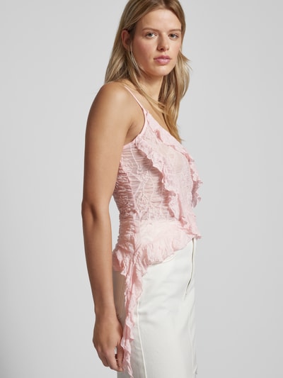 Gina Tricot Top na ramiączkach z falbanami model ‘Frill’ Różowy 3