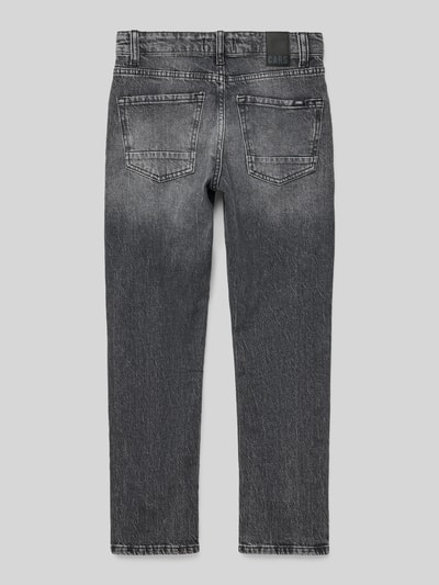 Productfoto, Straight Leg Jeans met steekzakken model 'GUARD' van CARS JEANS voor kinderen, materiaalmix met stretch, recht model, knoop- en ritssluiting, achterzakken, bandwijdte bij maat 140: 33 cm, binnenbeenlengte bij maat 140: 67 cm, grijze gewassen denim met subtiele textuur