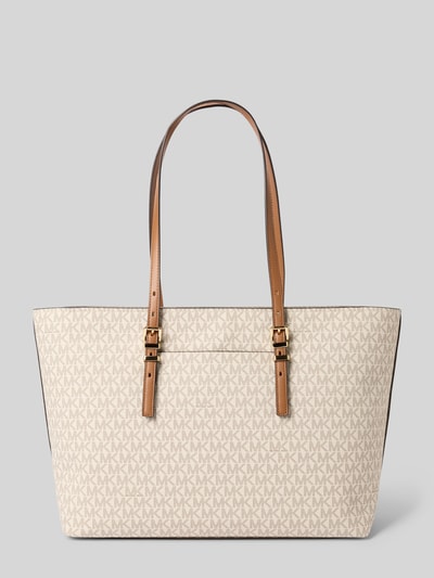 Produktfoto, Shopper mit Label-Details Modell 'QUINN' von MICHAEL Michael Kors, cremefarben gemustert, Hauptfach, Tragegriffe, Breite 45 cm, Länge 29 cm, Tiefe 15 cm, Länge Schulterriemen 65 cm
