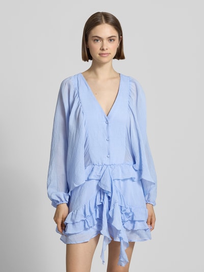 Gina Tricot Minikleid mit Rüschenbesatz Hellblau 4