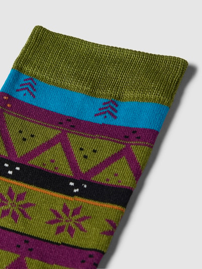 Thought Socken mit Muster-Mix Modell 'casper bamboo fairisle' Khaki 2