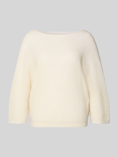 Bash Kardigan z dekoltem w serek i dodatkiem moheru model ‘ISAAC’ Écru 2