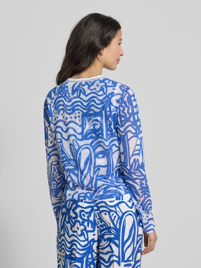 Marc Cain Gebreid jack in all-over look met knoopsluiting Koningsblauw - 5