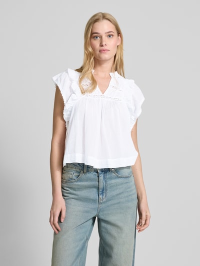 Neo Noir Regular Fit Blusentop mit Kappärmeln Modell 'Jayla' Weiss 4