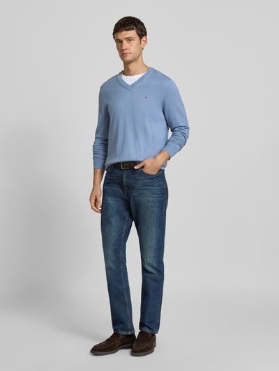 Tommy Hilfiger Regular fit pullover van een mix van katoen en kasjmier Jeansblauw - 1