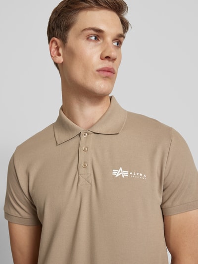 Alpha Industries Regular fit poloshirt met labelprint Zand - 3