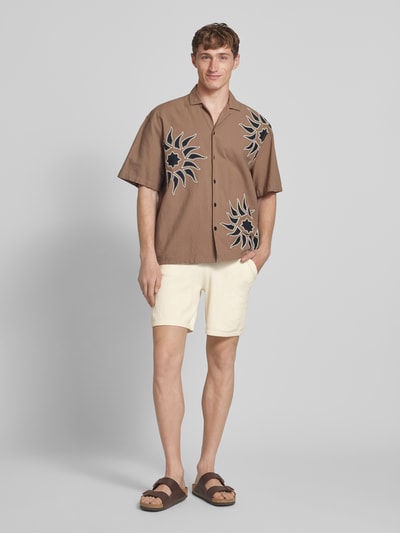 Only & Sons Regular fit sweatshorts met structuurmotief, model 'FRANKIE' Offwhite - 1