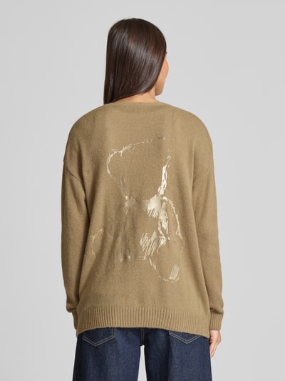 Milano Italy Gebreid jack met opengewerkte voorkant Zand - 5