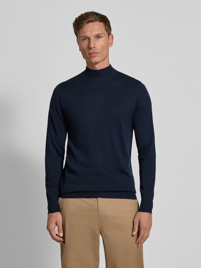 Profuomo Pullover aus Merinowolle mit Stehkragen Marine 4
