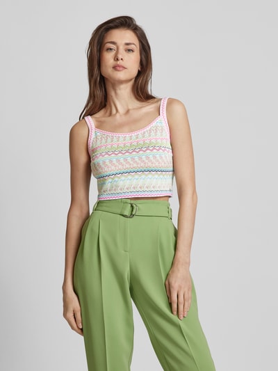 Marc Cain Cropped Stricktop mit Label-Applikation Neon Gruen 4