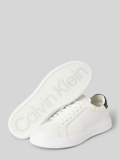 CK Calvin Klein Leren sneakers met label in reliëf Wit - 3