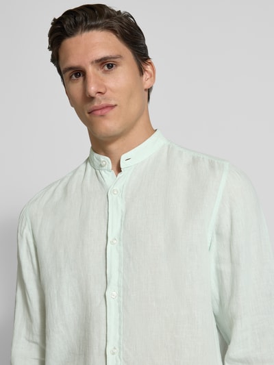 BOSS Orange Koszula lniana o kroju regular fit ze stójką model ‘Race’ Limonkowy 3