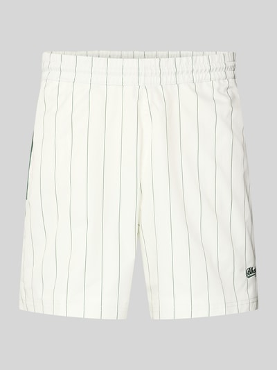 Produktfoto, Shorts mit Streifenmuster und elastischem Bund von BLKVIS, weiße Herren Shorts mit Regular-Fit, Label-Stitching, Bundweite 36 cm, Innenbeinlänge 15 cm, glatte Textur