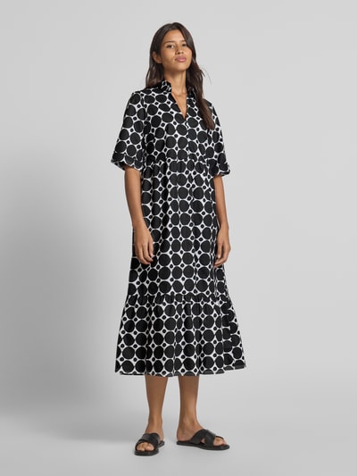Christian Berg Woman Midikleid mit Hemdblusenkragen Black 1