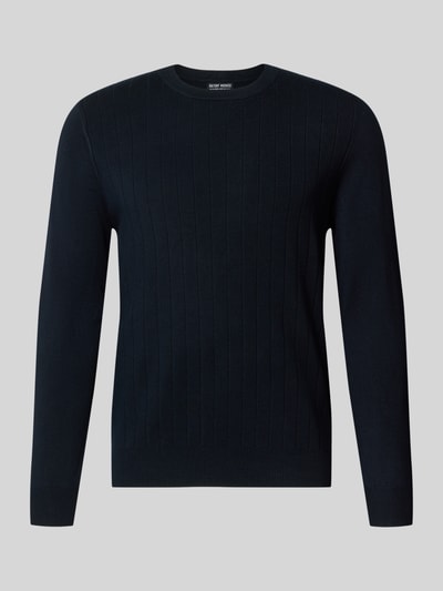 Produktfoto, Regular Fit Sweatshirt aus elastischem Viskose-Mix von Antony Morato in Schwarz, Ripp-Optik, Rundhalsausschnitt, elastische Abschlüsse