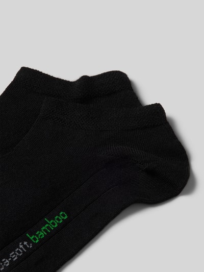 camano Sneakersocken mit Label-Stitching Modell 'Bamboo' im 2er-Pack Black 2