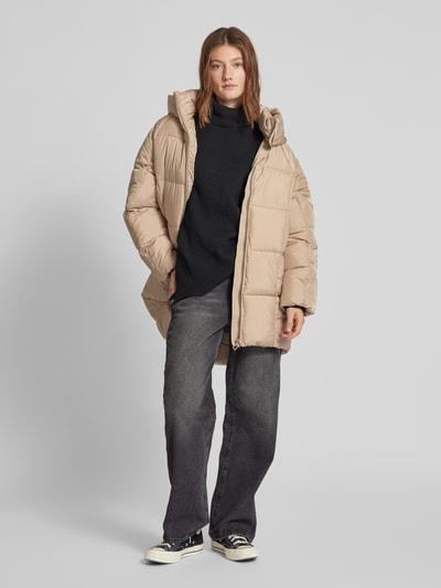 Only Oversized lange gewatteerde jas met opstaande kraag, model 'ASTA' Beige - 1