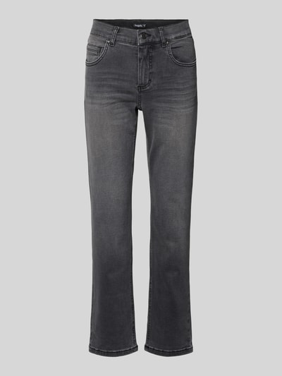 Produktfoto, Straight Fit Jeans aus Baumwoll-Mix Modell 'CICI' von Angels in Melange-Optik, 5-Pocket-Design, Label-Patch, Denim-Struktur