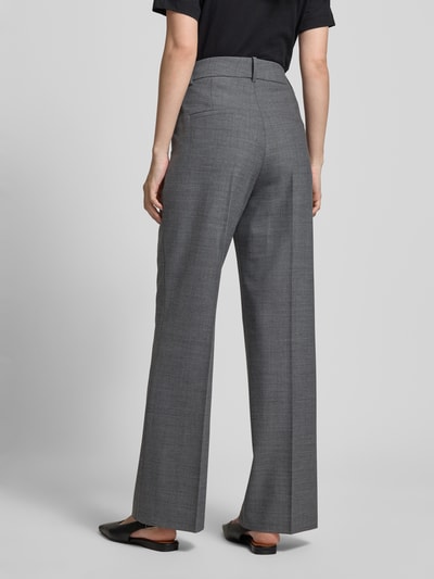 Cambio Straight leg stoffen broek met persplooien, model 'AMELIE' Antraciet gemêleerd - 5