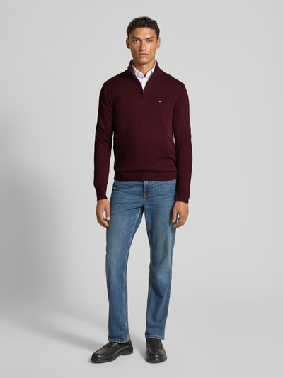 Tommy Hilfiger Regular fit schipperstrui van puur katoen Bordeaux - 1