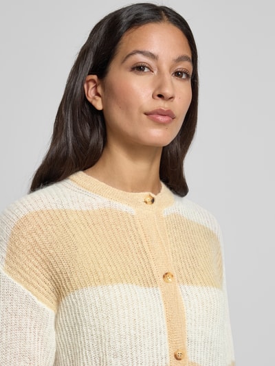 MM Regular Fit Strickjacke mit Mohair-Woll-Anteil Modell 'MEANDRO' Beige 3