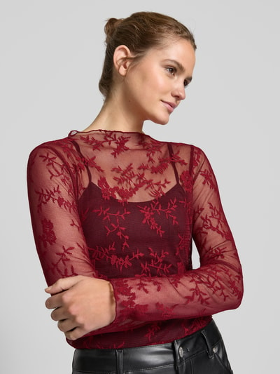 Only Langarmbluse aus Mesh mit floralem Muster Modell 'LINLEY' Bordeaux 3