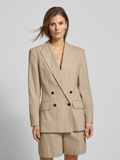 HUGO regular fit lange blazer van katoenmix model 'AZENIA' Zand - 4