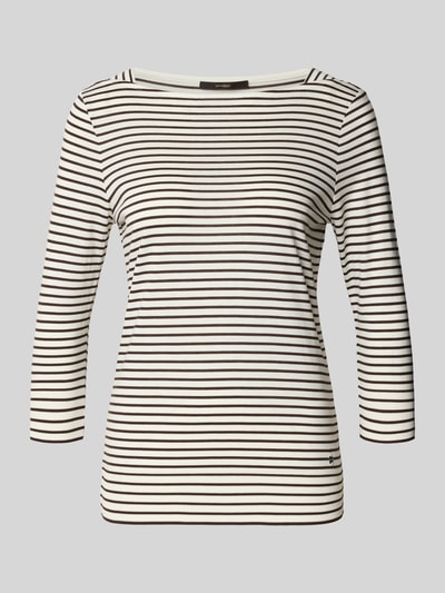 Produktfoto, Regular Fit Longsleeve aus Lyocell-Mix von Windsor mit feinen schwarzen Streifen, 3/4-Arm, Envelope-Ausschnitt, Baumwoll-Anteil, Rückenlänge 59 cm bei Größe 36