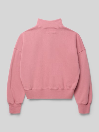 Produktfoto, Sweatshirt mit Stehkragen und Reißverschluss von Abercrombie&Fitch, entspannt geschnitten, rosa Baumwoll-Mix, glatte Textur