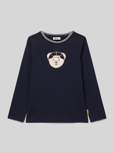 Steiff Bluzka z długim rękawem o kroju regular fit z wyhaftowanym logo Granatowy 1