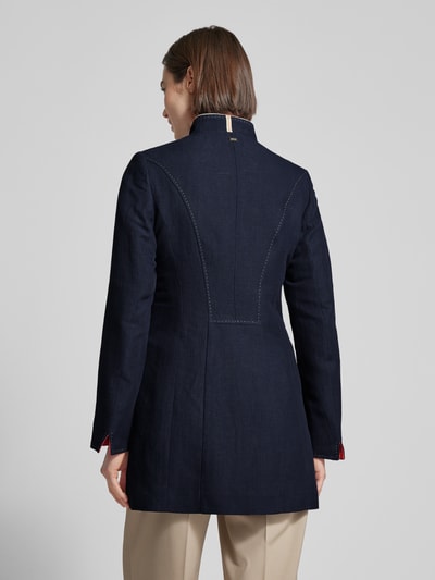 WHITE LABEL Lange linnen blazer met opstaande kraag Marineblauw - 5