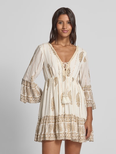 Apricot Minikleid mit Effektgarn Offwhite 4