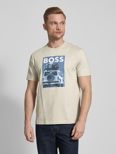 BOSS Orange T-Shirt mit Label- und Motiv-Print Modell 'mextour' Beige 4