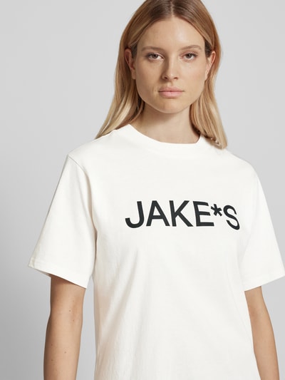 Jake*s Casual T-shirt met labelprint Offwhite - 3