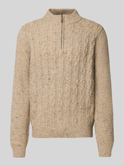 Fynch-Hatton Strickpullover mit gerippten Abschlüssen Hellgrau 2