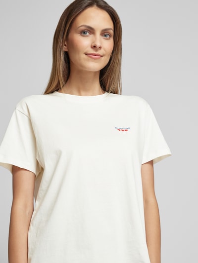 Jake*s Casual T-shirt met statementstitching Offwhite - 3