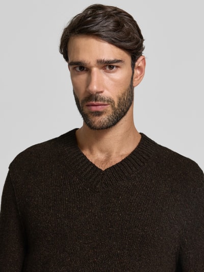 Marc O'Polo Regular Fit Strickpullover aus Woll-Mix Dunkelbraun 3