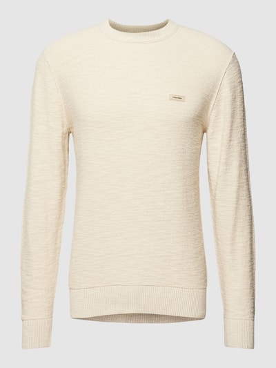 CK Calvin Klein Gebreide pullover met labelbadge Zand - 2