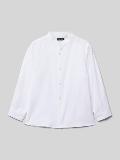 Blue Seven Regular fit overhemd met serafinohals en linnen Wit - 1