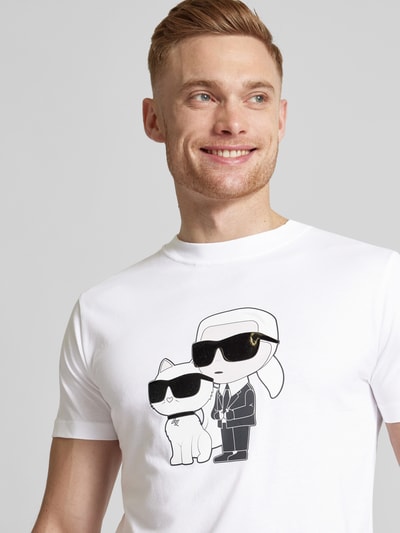 Karl Lagerfeld T-shirt met motief- en labelprint Wit - 3