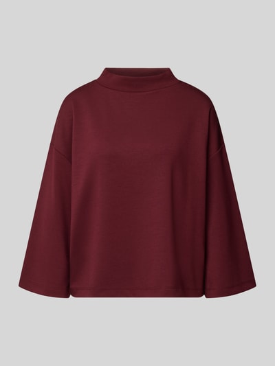 Produktfoto, Sweatshirt mit Stehkragen von MORE & MORE, Relaxed Fit, weinrot, strukturierte Oberfläche, weite Ärmel, überschnittene Schultern
