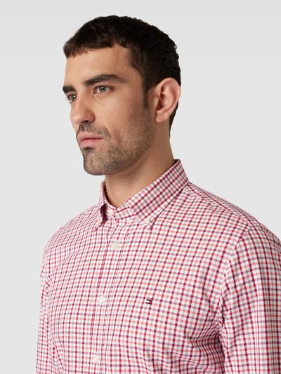 Tommy Hilfiger Regular fit zakelijk overhemd met vichyruit en labelstitching Rood - 3