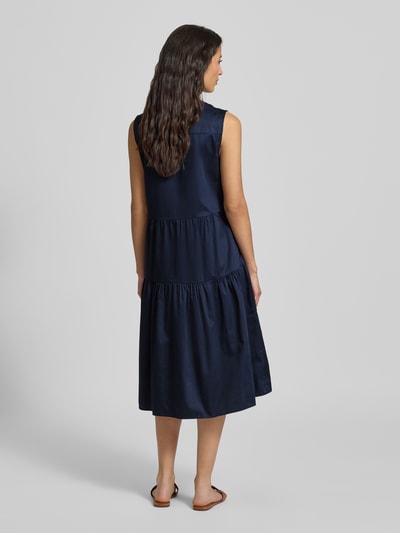 Milano Italy Sukienka midi z kołnierzem z lamówką Ciemnoniebieski 5