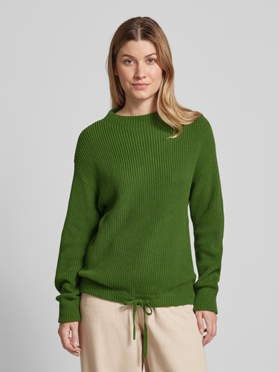 Jake*s Casual Gebreide pullover met strikdetail Grasgroen - 4