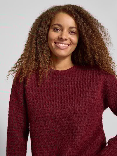 JJXX Strickpullover mit gerippten Abschlüssen Modell 'MILLY' Bordeaux 3