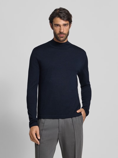 Tiger Of Sweden Gebreide pullover van merinowol met opstaande kraag, model 'Tern' Marineblauw - 4